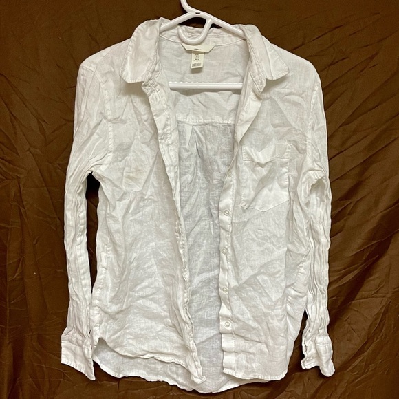 Women’s Size Small Women’s US White Cotton Button down Long-Sleeve Shirt - Picture 5 of 6